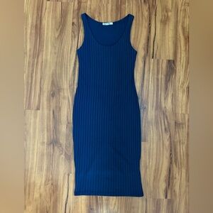 Heart Hips Navy Blue Ribbed Midi Dress